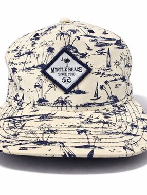 Myrtle Beach SC Palm Tree Beach Print Strapback Hat